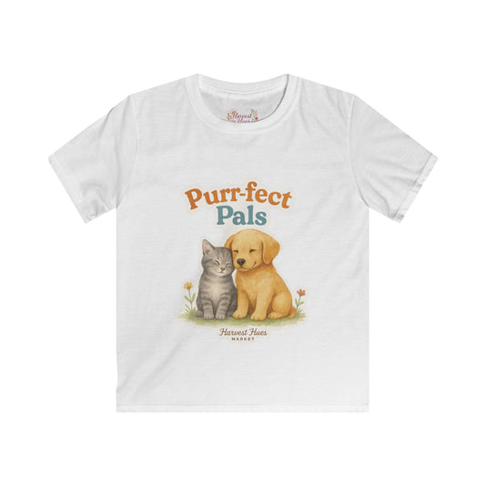 Purr-fect Pals Kids Tee, Fun Pet Lover Shirt, Birthday Gift for Kids, Animal Theme T-Shirt, Softstyle Cute Kids Apparel