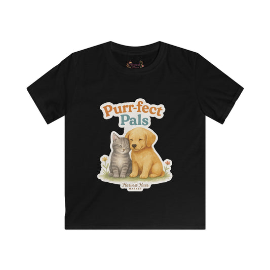 Purr-fect Pals Kids Tee, Fun Pet Lover Shirt, Birthday Gift for Kids, Animal Theme T-Shirt, Softstyle Cute Kids Apparel