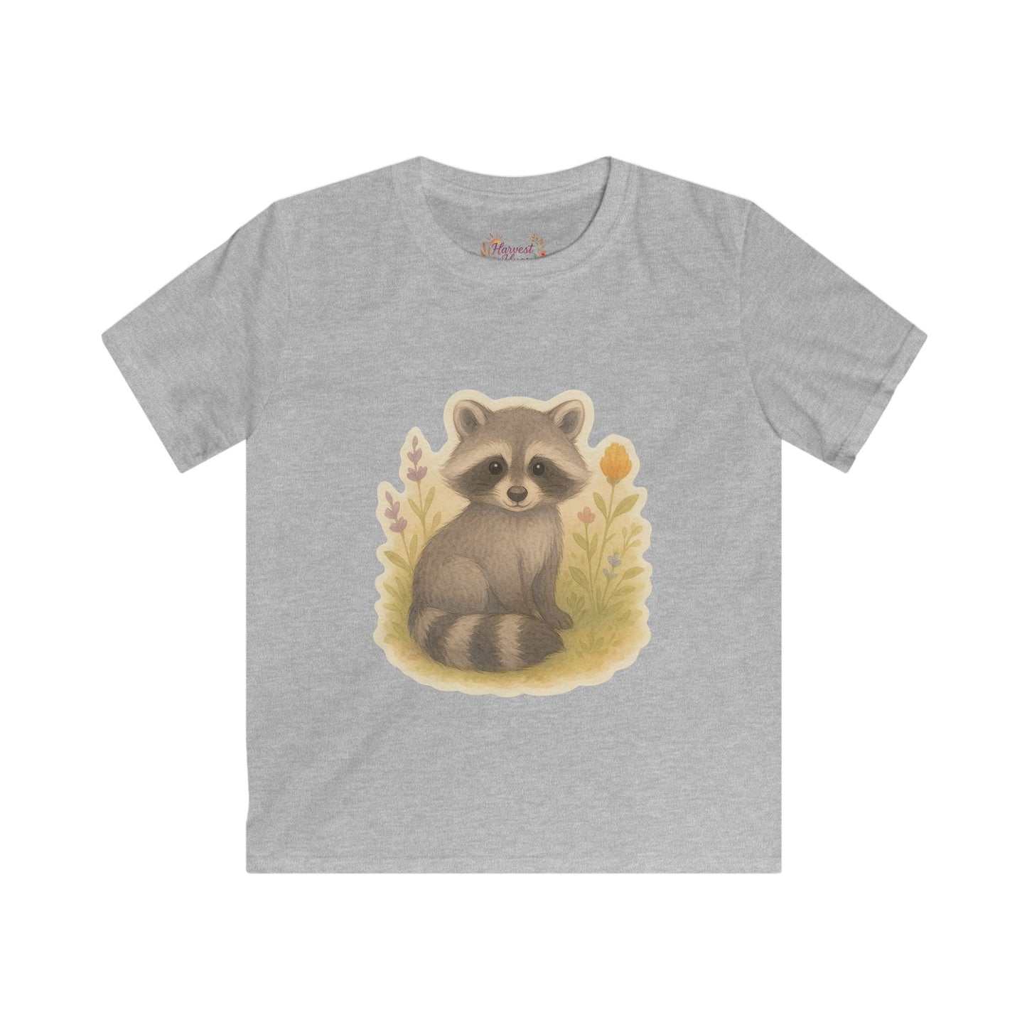 Adorable Raccoon Kids Softstyle Tee, Cute Animal Shirt, Children's Graphic Tee, Fun Playwear, Birthday Gift, Everyday Comfort