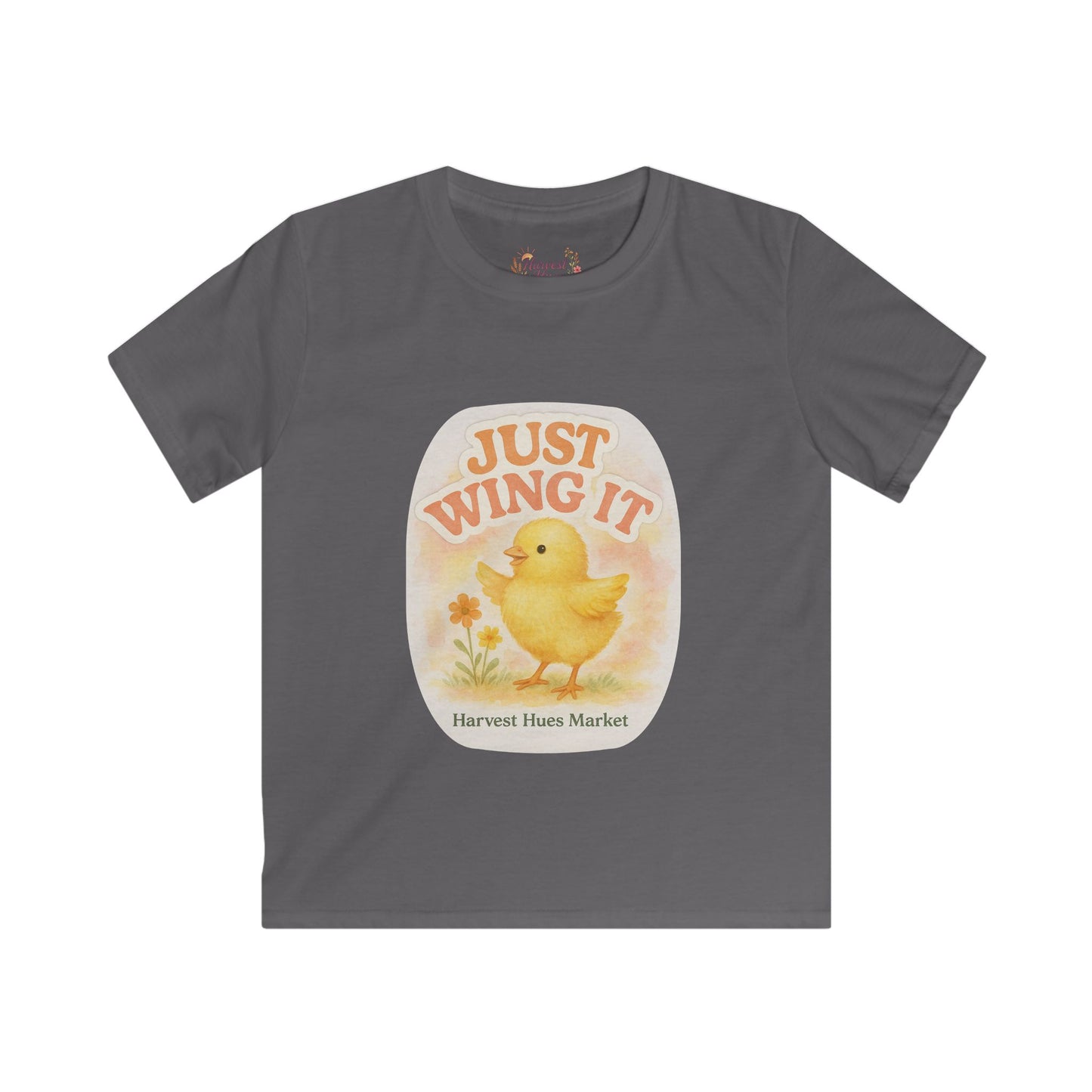 Kids T-Shirt - Just Wing It Chick Print, Cute Spring Tee, Kids Fashion, Easter Gift, Playful Graphic Tee