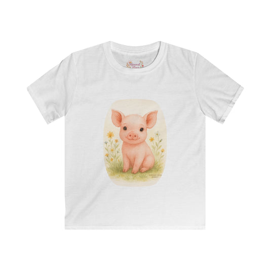 Adorable Pig Graphic Kids Tee, Cute Animal Shirt, Perfect for Birthdays, Gift for Kids, Fun Playwear, Summer Style