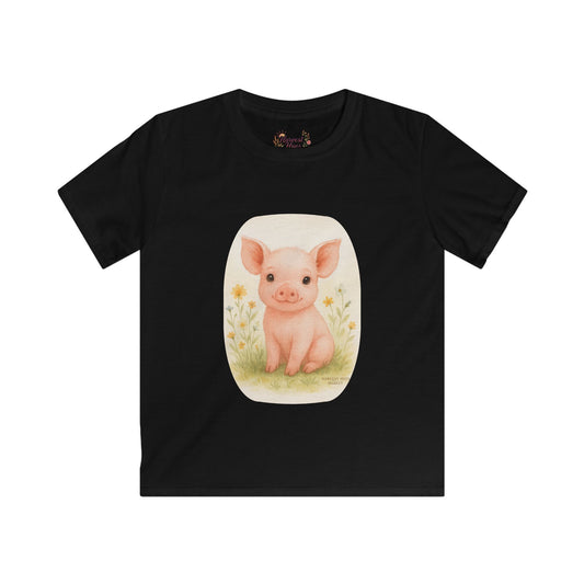 Adorable Pig Graphic Kids Tee, Cute Animal Shirt, Perfect for Birthdays, Gift for Kids, Fun Playwear, Summer Style