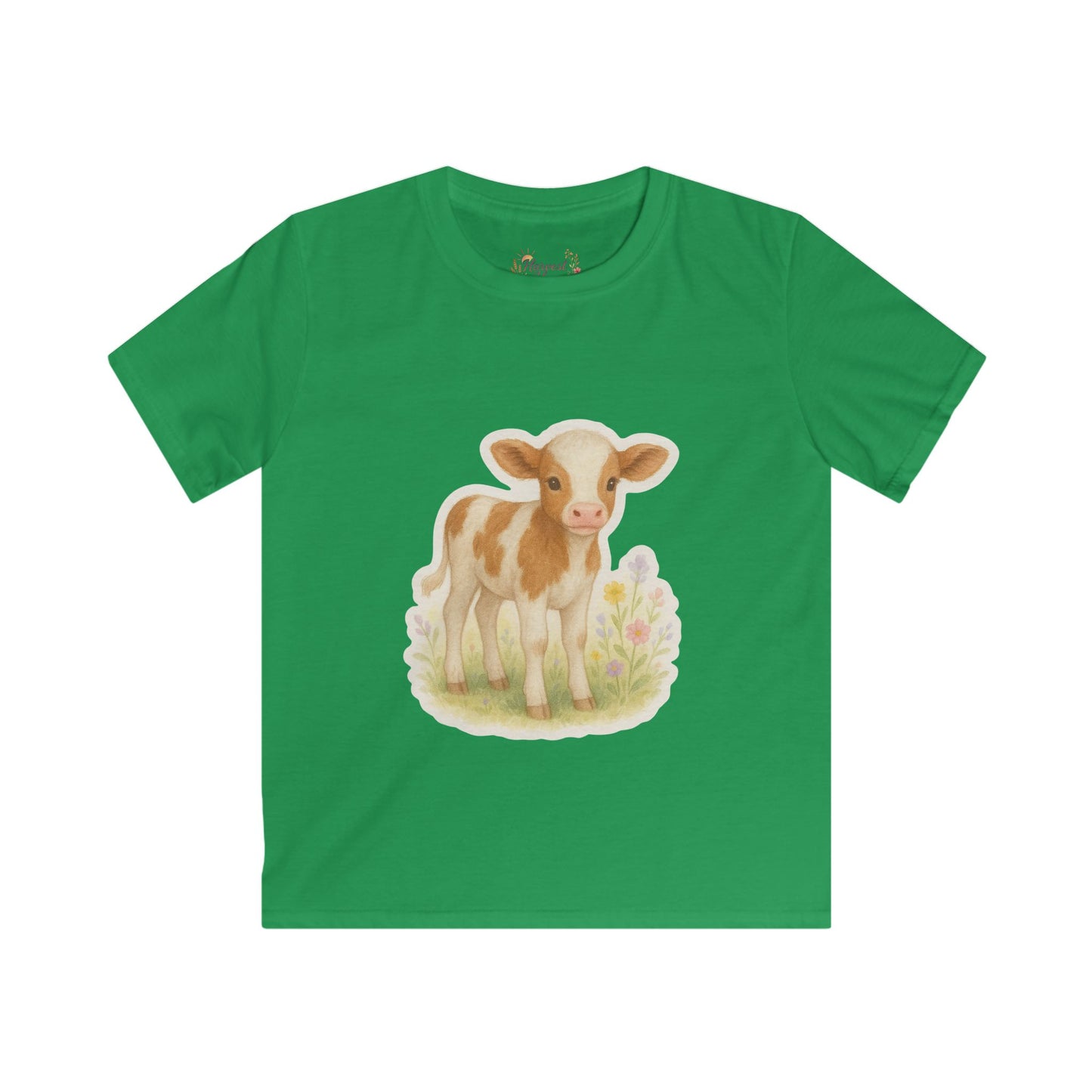 Adorable Calf Kids Softstyle Tee, Cute Animal Shirt, Farm Theme Kids Apparel, Gift for Toddlers, Birthday Outfit