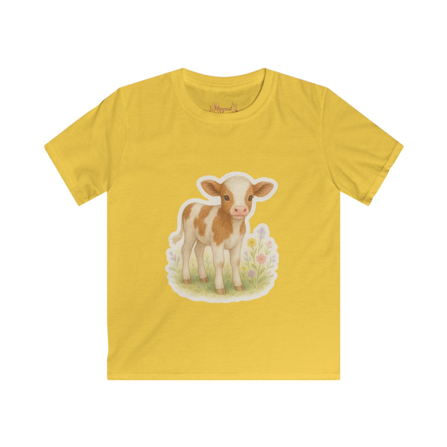 Adorable Calf Kids Softstyle Tee, Cute Animal Shirt, Farm Theme Kids Apparel, Gift for Toddlers, Birthday Outfit