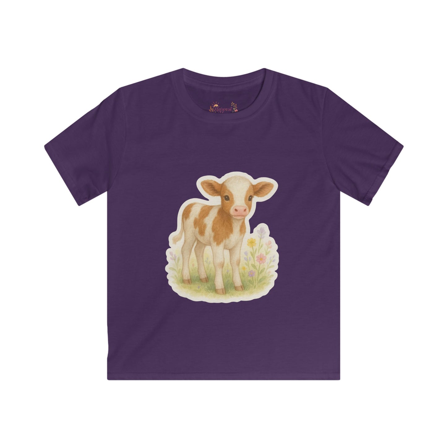 Adorable Calf Kids Softstyle Tee, Cute Animal Shirt, Farm Theme Kids Apparel, Gift for Toddlers, Birthday Outfit