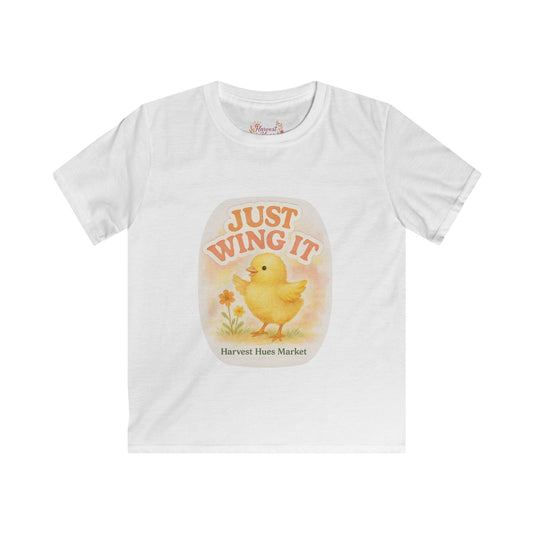 Kids T-Shirt - Just Wing It Chick Print, Cute Spring Tee, Kids Fashion, Easter Gift, Playful Graphic Tee