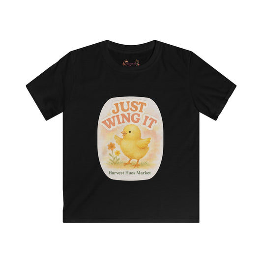 Kids T-Shirt - Just Wing It Chick Print, Cute Spring Tee, Kids Fashion, Easter Gift, Playful Graphic Tee