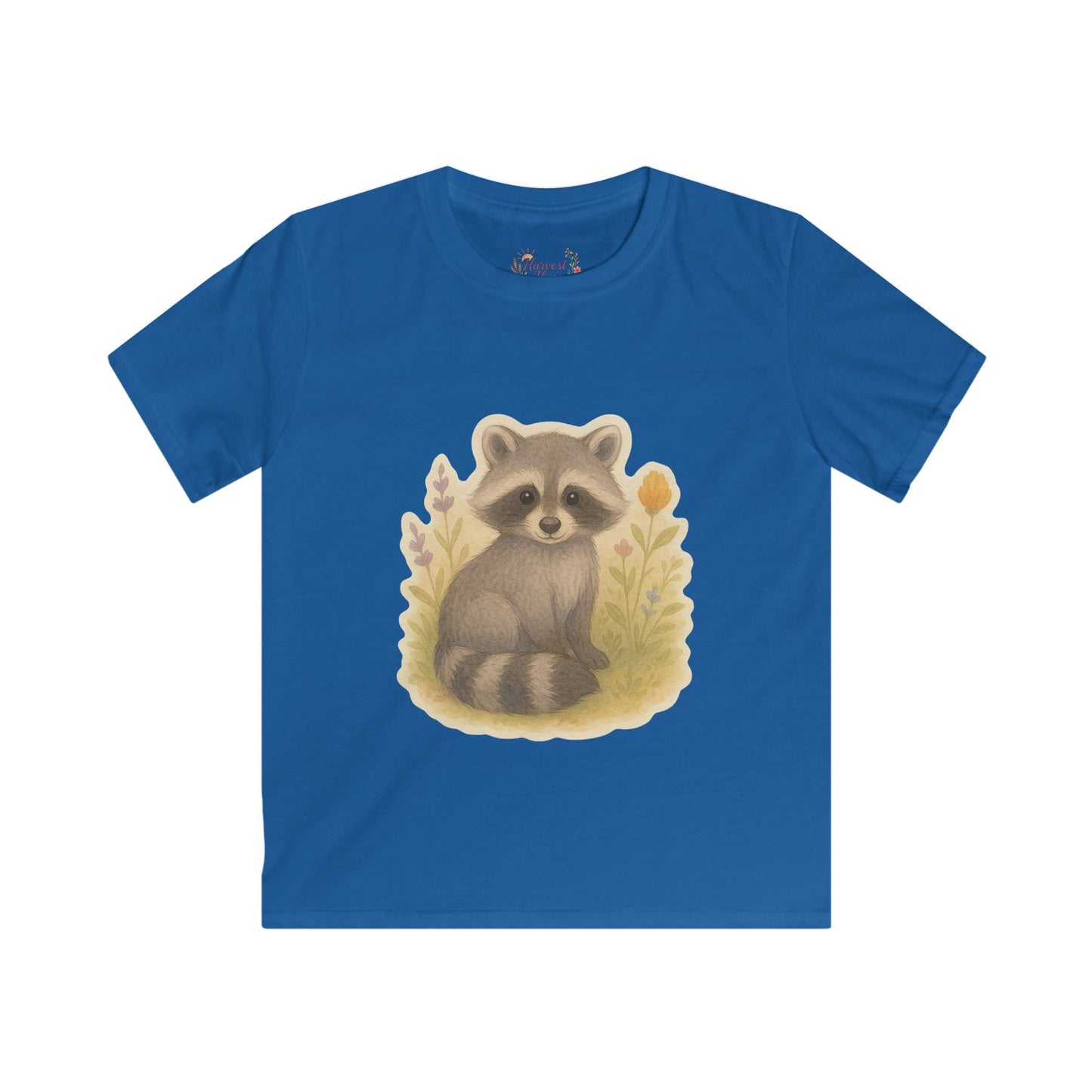 Adorable Raccoon Kids Softstyle Tee, Cute Animal Shirt, Children's Graphic Tee, Fun Playwear, Birthday Gift, Everyday Comfort