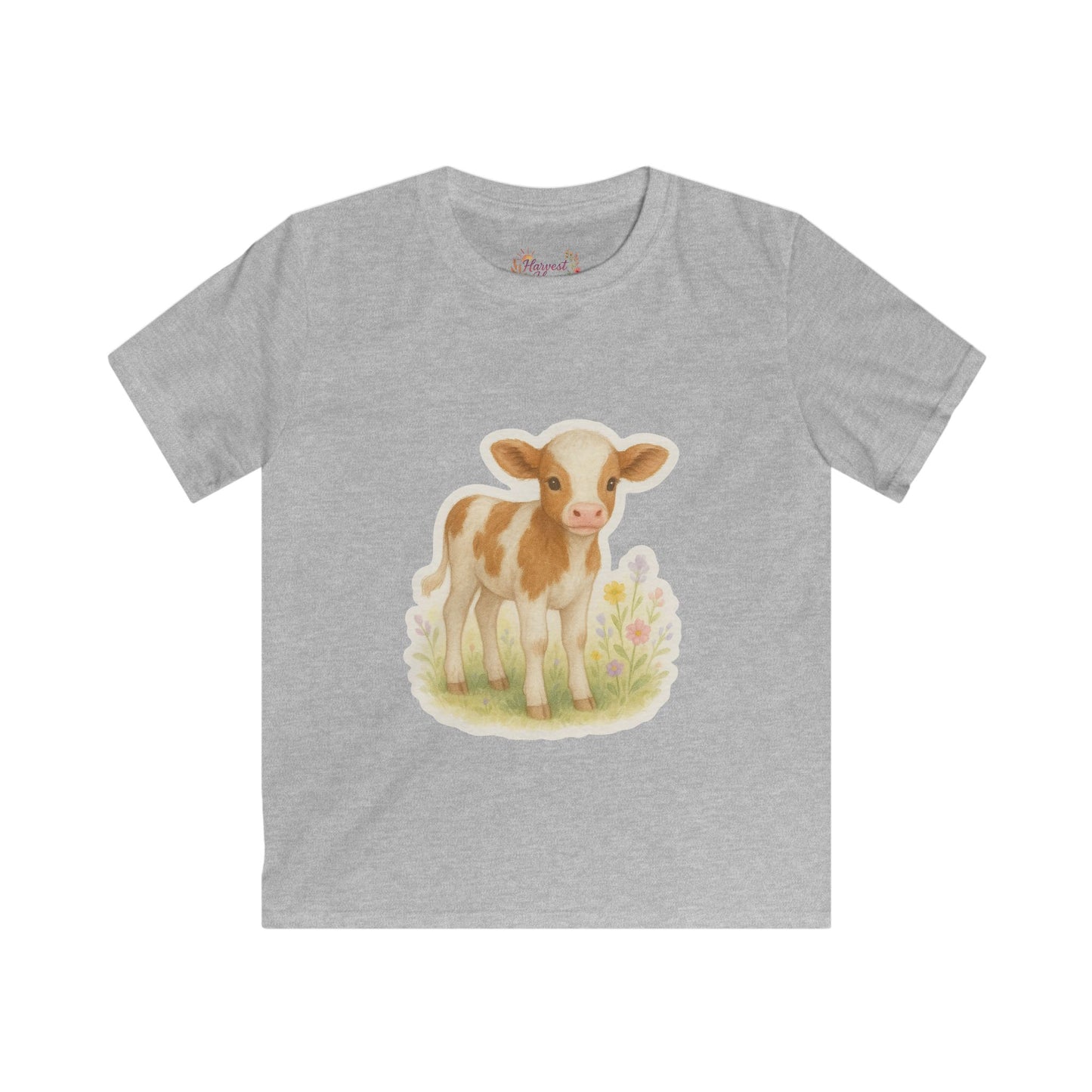 Adorable Calf Kids Softstyle Tee, Cute Animal Shirt, Farm Theme Kids Apparel, Gift for Toddlers, Birthday Outfit